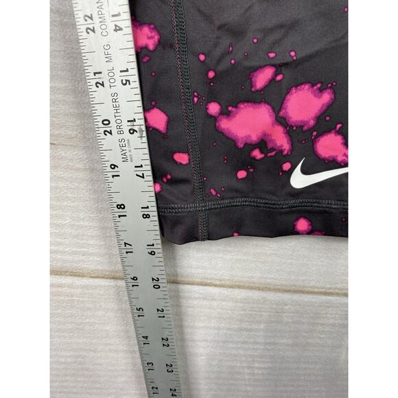 Nike Women's Pro Leggings Sz M Black Pink Splatter Dri-Fit Crop Athletic Workout - Picture 5 of 11